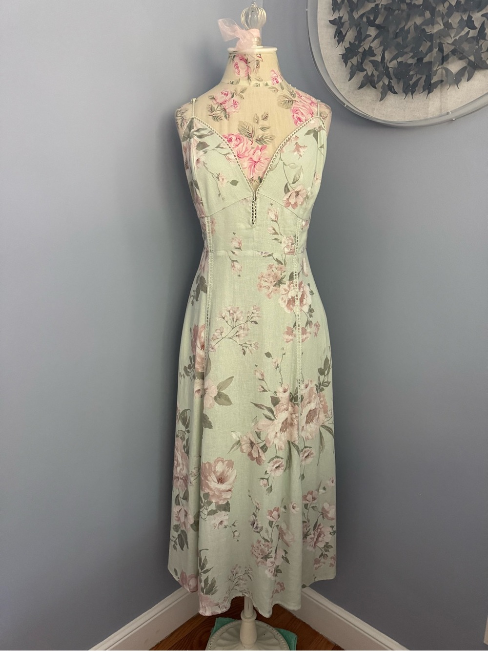 🆕 Joie Mint Green Floral Spaghetti-Strap Midi Dress